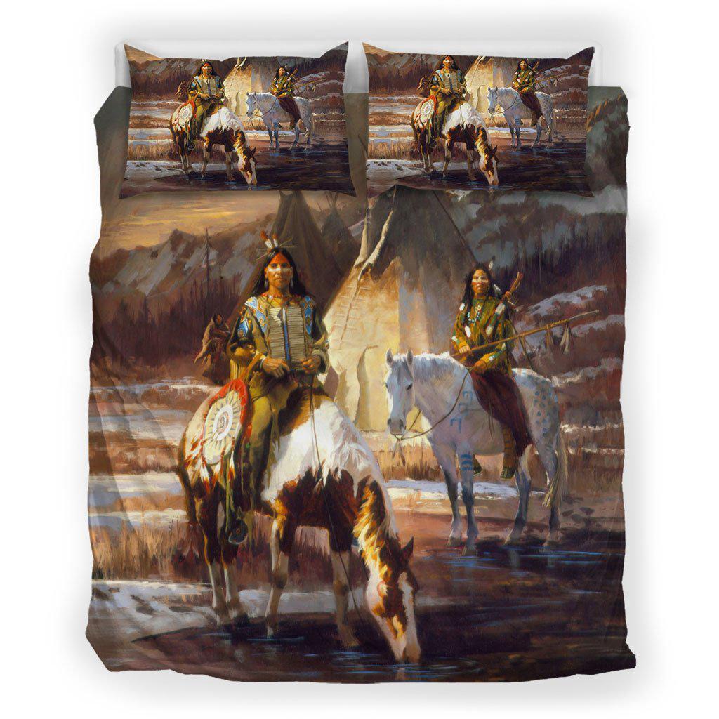 WelcomeNative Native Village Life Bedding Set, 3D Bedding Set, All Over Print, Native American