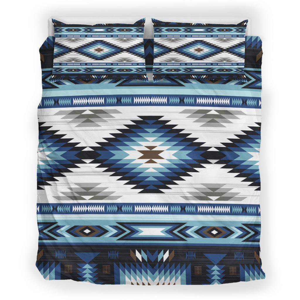 WelcomeNative Native Blue White Motifs Bedding Set, 3D Bedding Set, All Over Print, Native American