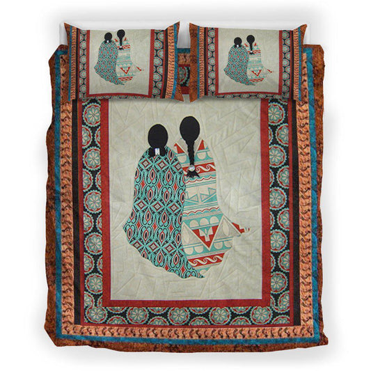 WelcomeNative Two Girls Motifs Bedding Set, 3D Bedding Set, All Over Print, Native American