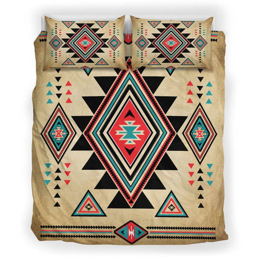 WelcomeNative Triangle Border Motifs Bedding Set, 3D Bedding Set, All Over Print, Native American