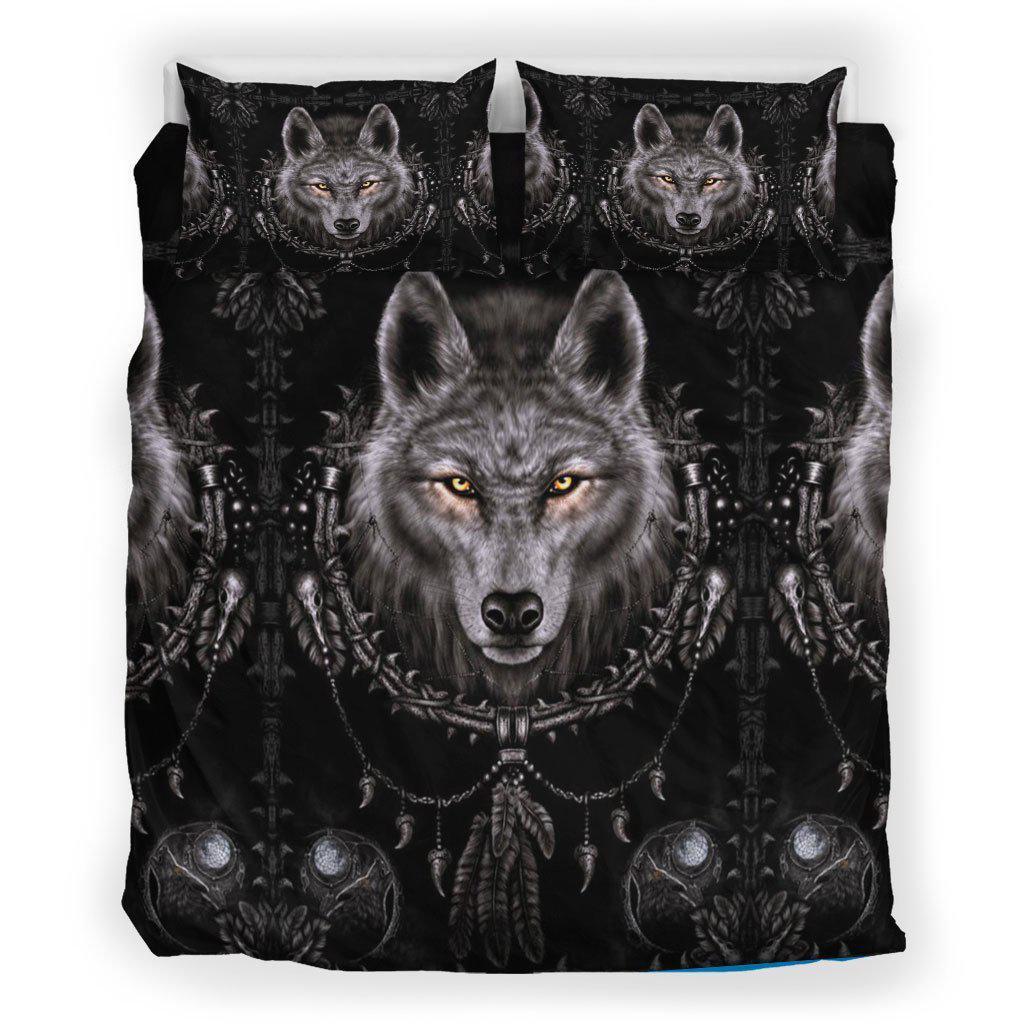 WelcomeNative Black Native Wolf Bedding Set, 3D Bedding Set, All Over Print, Native American