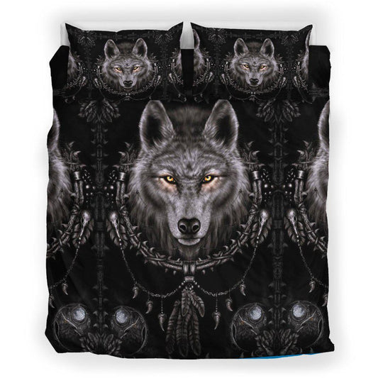 WelcomeNative Black Native Wolf Bedding Set, 3D Bedding Set, All Over Print, Native American