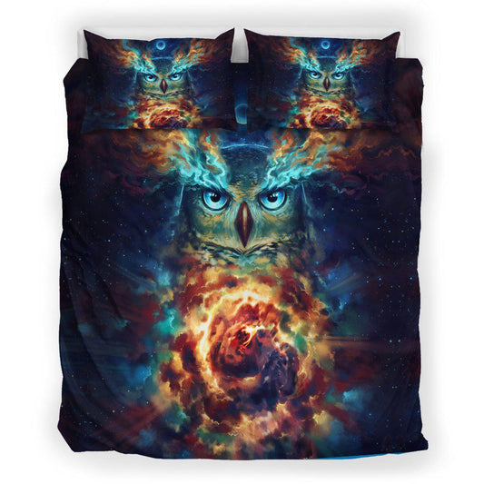 WelcomeNative Galaxy Owl Face Bedding Set, 3D Bedding Set, All Over Print, Native American