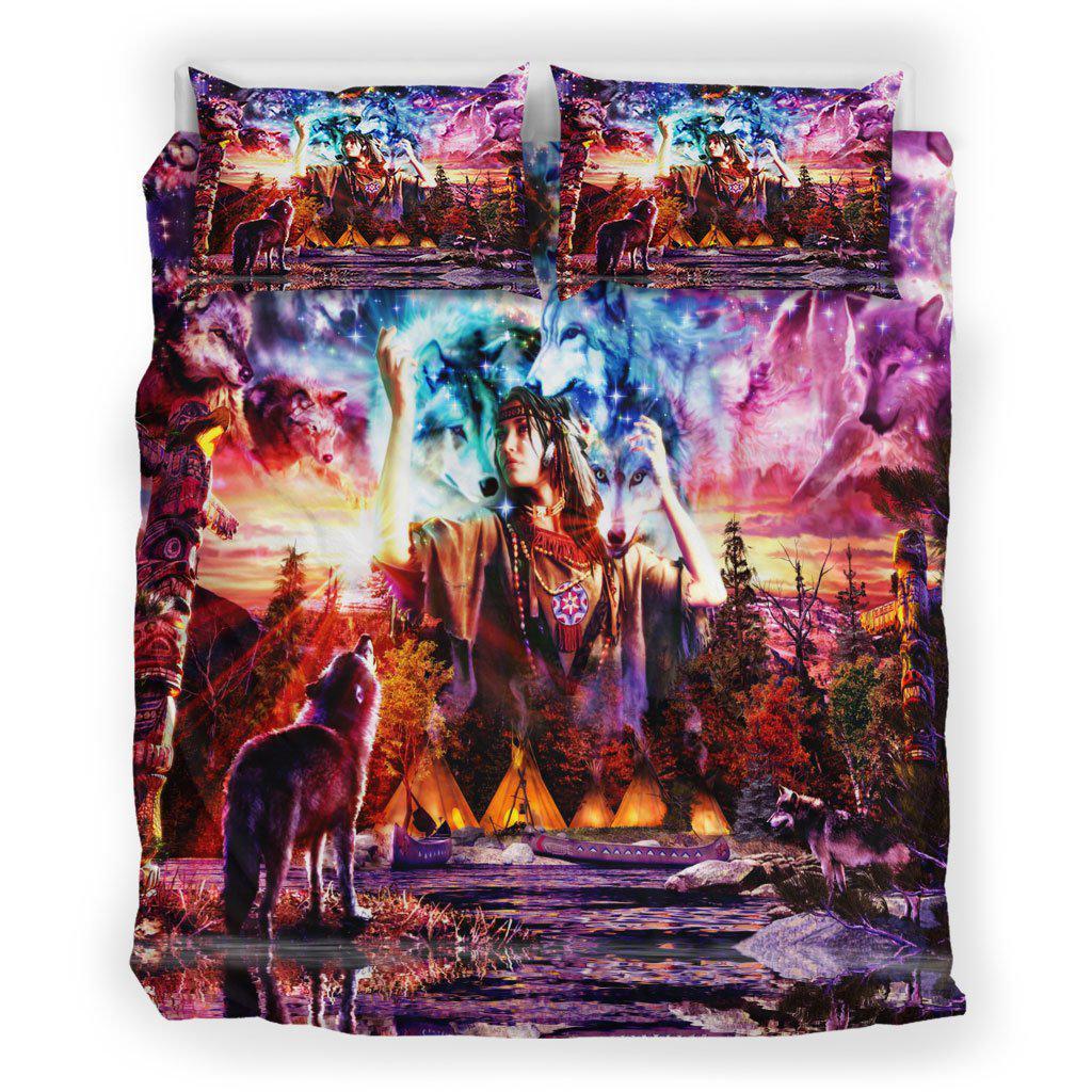 WelcomeNative Color Native Wolf Bedding Set, 3D Bedding Set, All Over Print, Native American