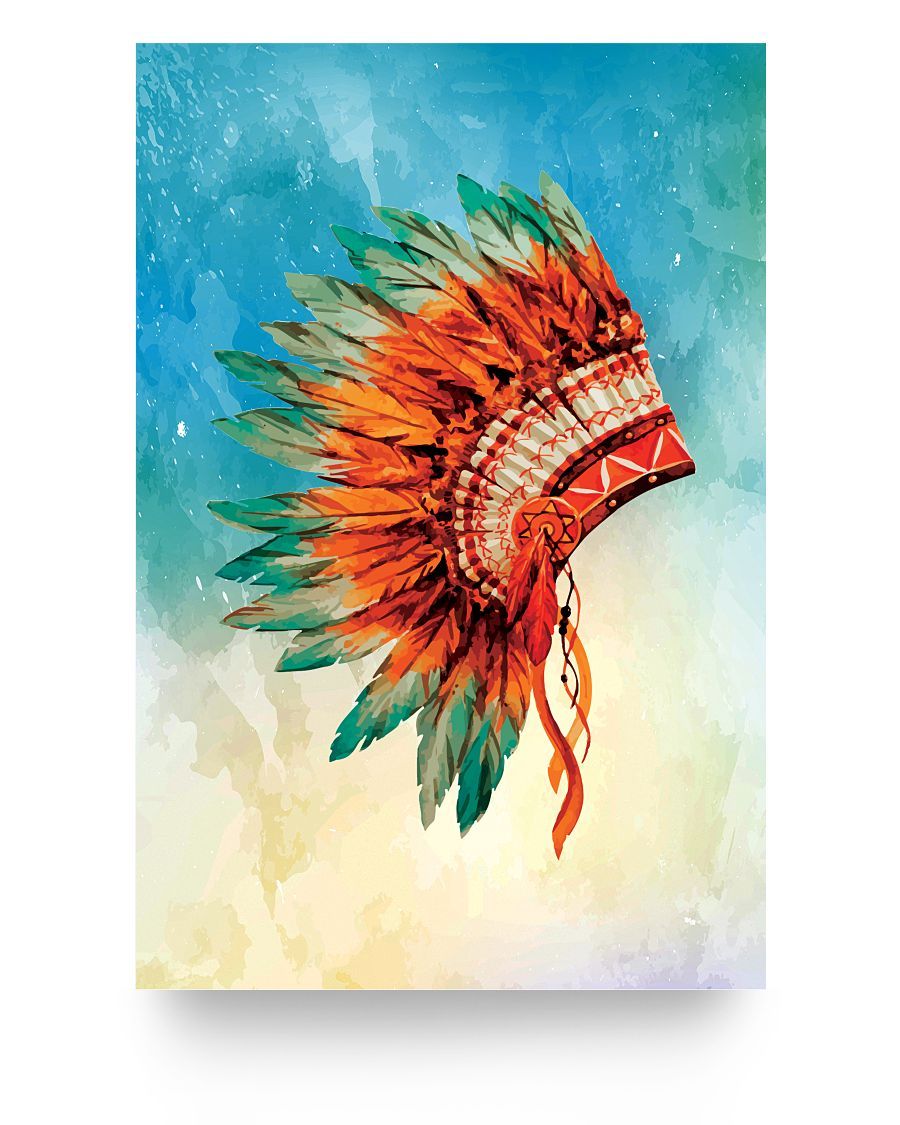 WelcomeNative Orange Headdress Poster, 3D Poster, All Over Print Poster, Native American