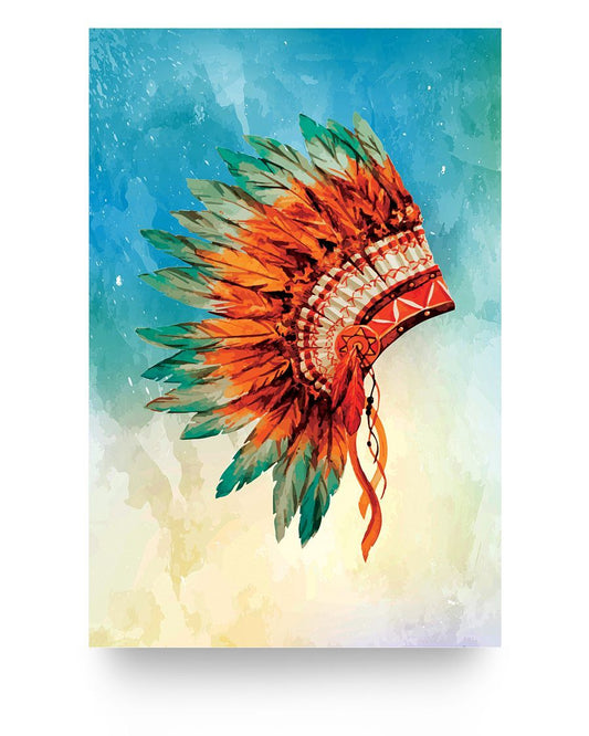 WelcomeNative Orange Headdress Poster, 3D Poster, All Over Print Poster, Native American