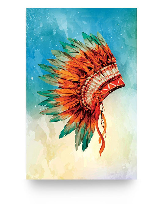 WelcomeNative Orange Headdress Poster, 3D Poster, All Over Print Poster, Native American