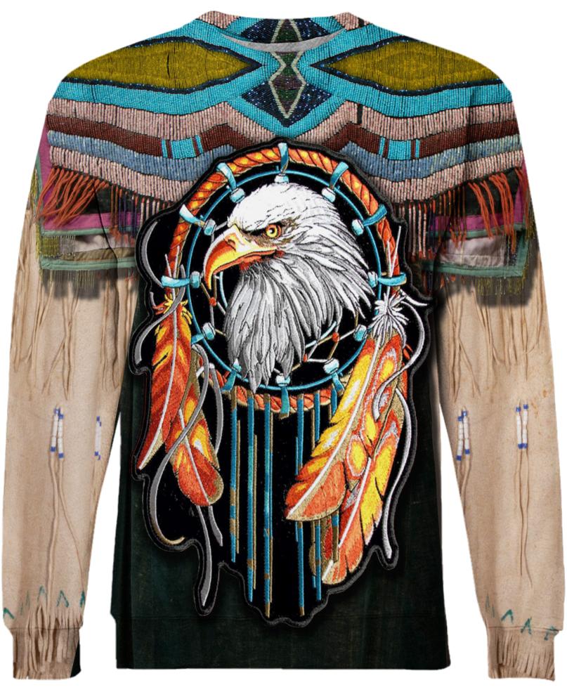 WelcomeNative Dreamcatcher Eagle Hoodie Dress, 3D Hoodie Dress,All Over Print Hoodie Dress