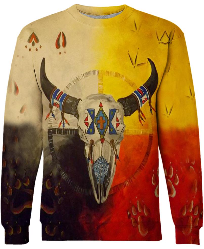 WelcomeNative Native Buffalo Skull 3D Hoodie, All Over Print Hoodie, Native American