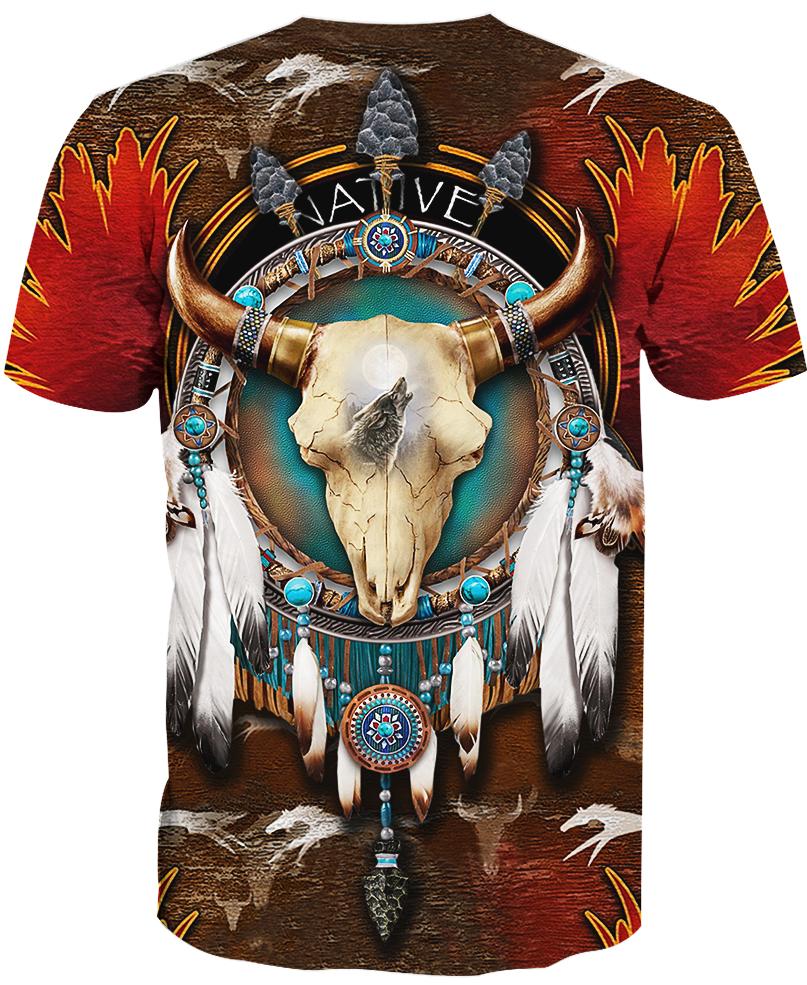 WelcomeNative Native Bison Skull Hoodie, All Over Print Hoodie, Native American