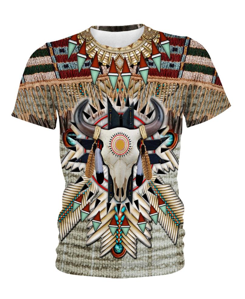WelcomeNative Buffalo Head Motifs 3D Hoodie, All Over Print Hoodie, Native American