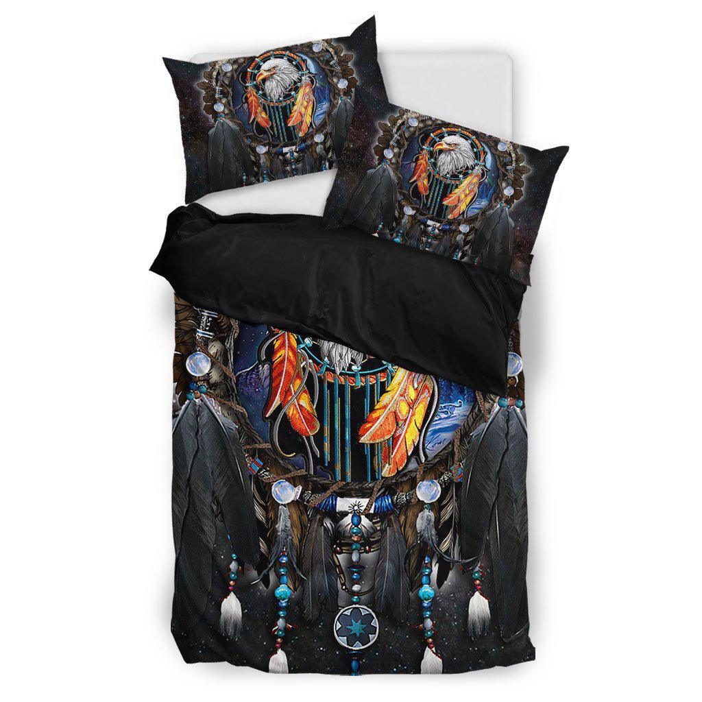 WelcomeNative Black Dreamcatcher Eagle Bedding Set, 3D Bedding Set, All Over Print, Native American