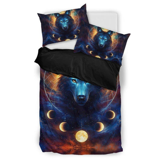 WelcomeNative Blue Galaxy Wolf Bedding Set, 3D Bedding Set, All Over Print, Native American
