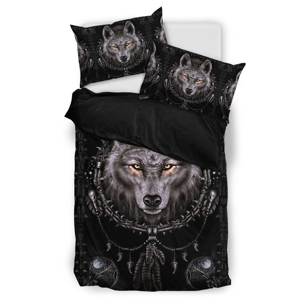 WelcomeNative Black Native Wolf Bedding Set, 3D Bedding Set, All Over Print, Native American