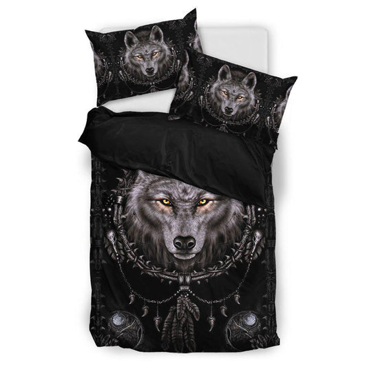 WelcomeNative Black Native Wolf Bedding Set, 3D Bedding Set, All Over Print, Native American