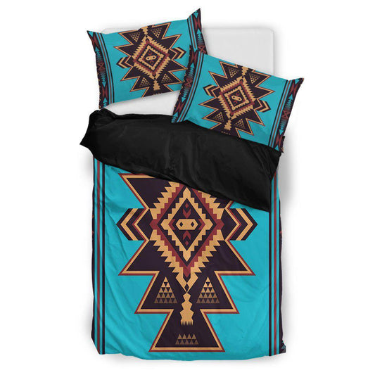 WelcomeNative Blue Background Native Bedding Set, 3D Bedding Set, All Over Print, Native American