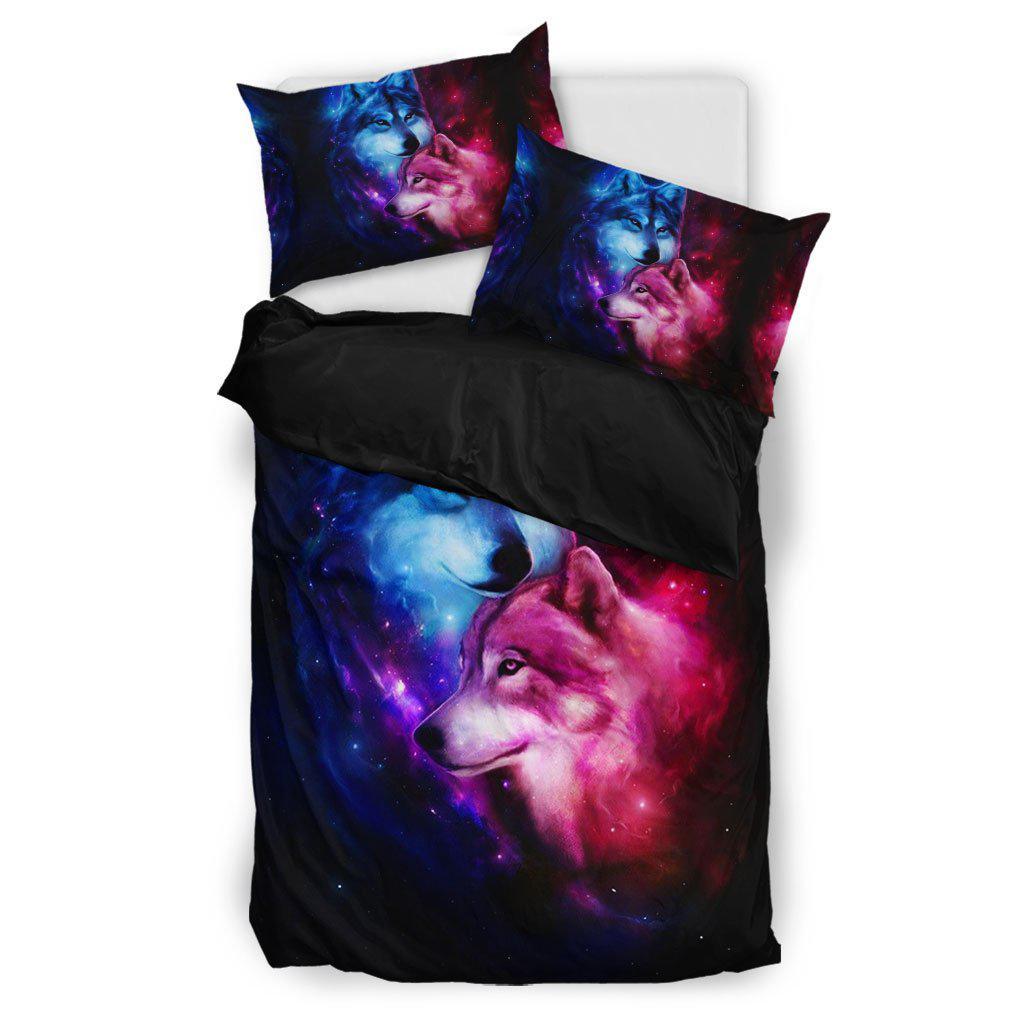 WelcomeNative Galaxy Wolf Bedding Set, 3D Bedding Set, All Over Print, Native American
