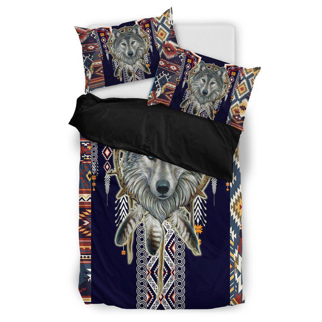 WelcomeNative Gray Wolf Face Bedding Set, 3D Bedding Set, All Over Print, Native American