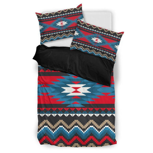 WelcomeNative Red Blue Native Pattern Bedding Set, 3D Bedding Set, All Over Print, Native American