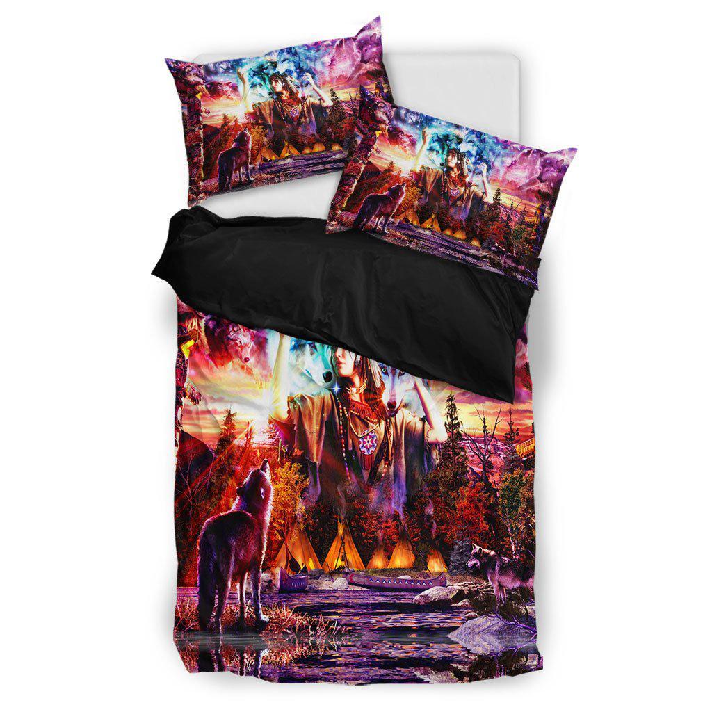 WelcomeNative Color Native Wolf Bedding Set, 3D Bedding Set, All Over Print, Native American