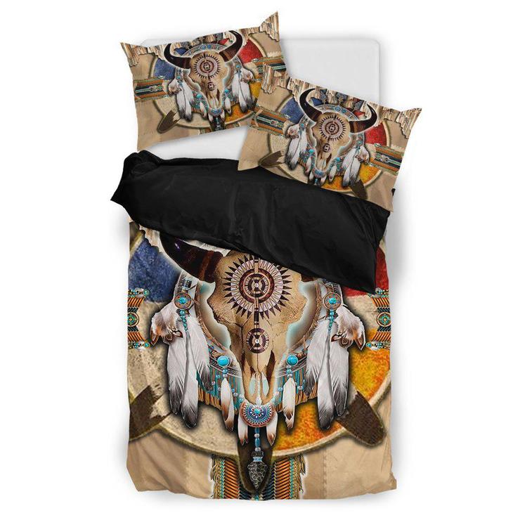 WelcomeNative Native Buffalo Skull Bedding Set, 3D Bedding Set, All Over Print, Native American