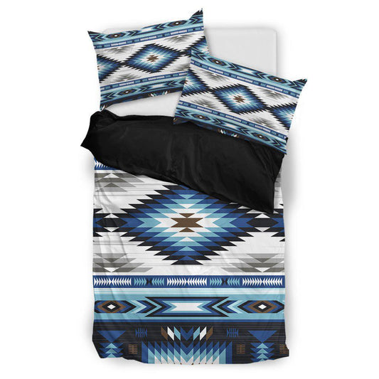 WelcomeNative Native Blue White Motifs Bedding Set, 3D Bedding Set, All Over Print, Native American