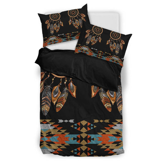 WelcomeNative Native Black Background Bedding Set, 3D Bedding Set, All Over Print, Native American