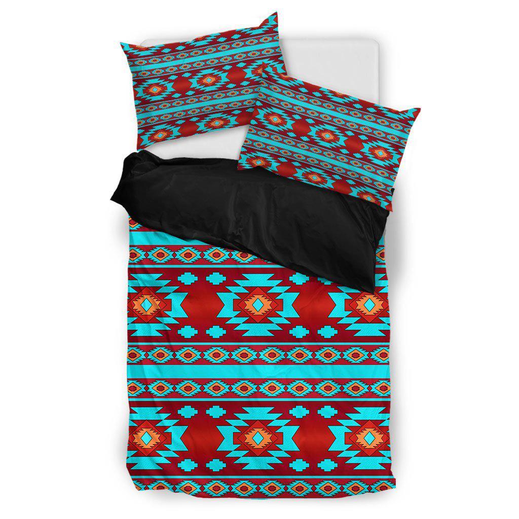 WelcomeNative Red & Turquoise Native Pattern Bedding Set, 3D Bedding Set, All Over Print, Native American