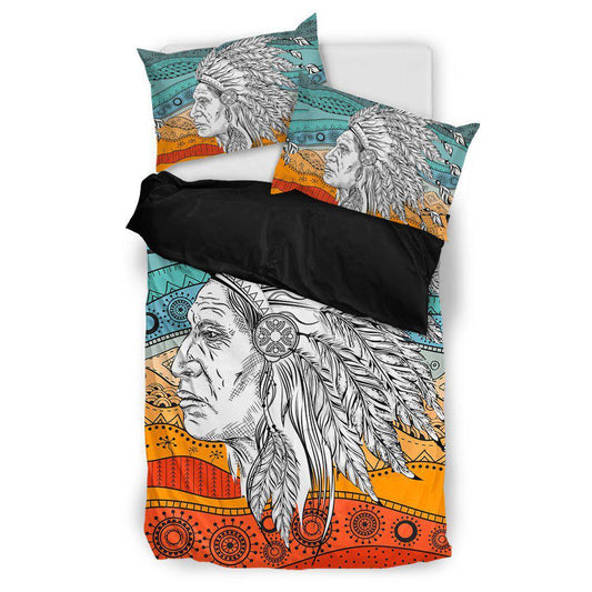 WelcomeNative Chief Art Color Bedding Set, 3D Bedding Set, All Over Print, Native American