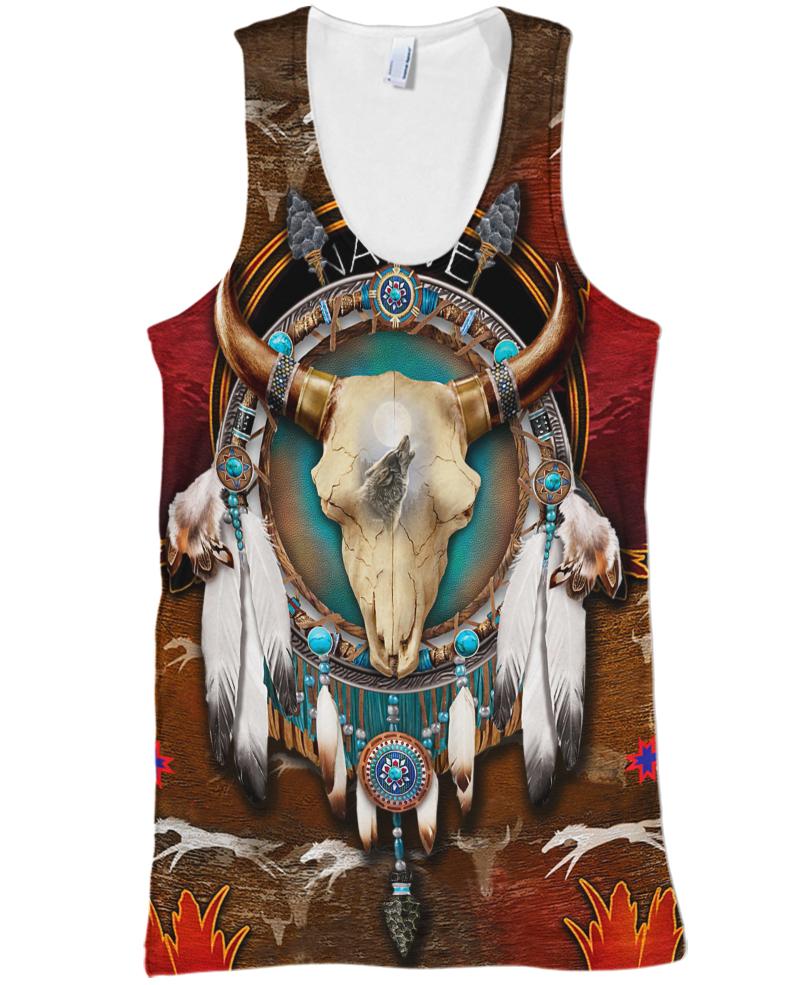 WelcomeNative Native Bison Skull Hoodie Dress, 3D Hoodie Dress, All Over Print Hoodie Dress