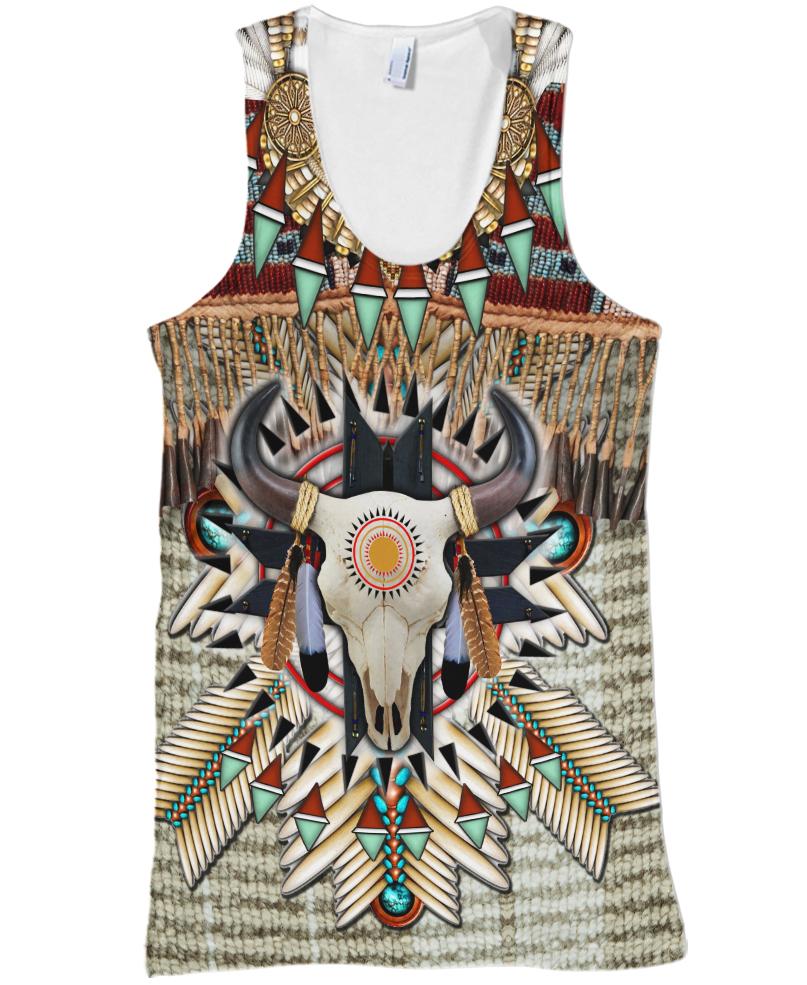 WelcomeNative Buffalo Head Motifs 3D Hoodie, All Over Print Hoodie, Native American