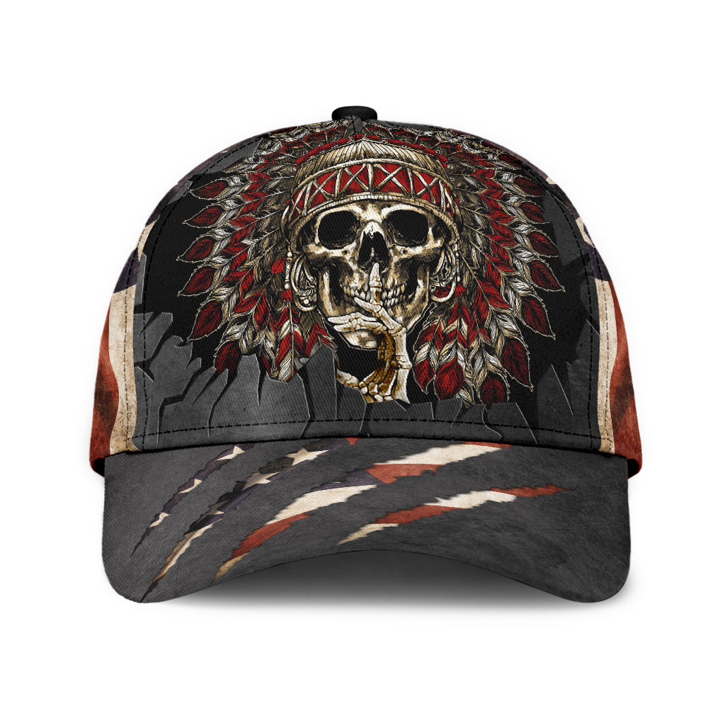 WelcomeNative Native American Skull Cap, 3D Cap , All Over Print Cap