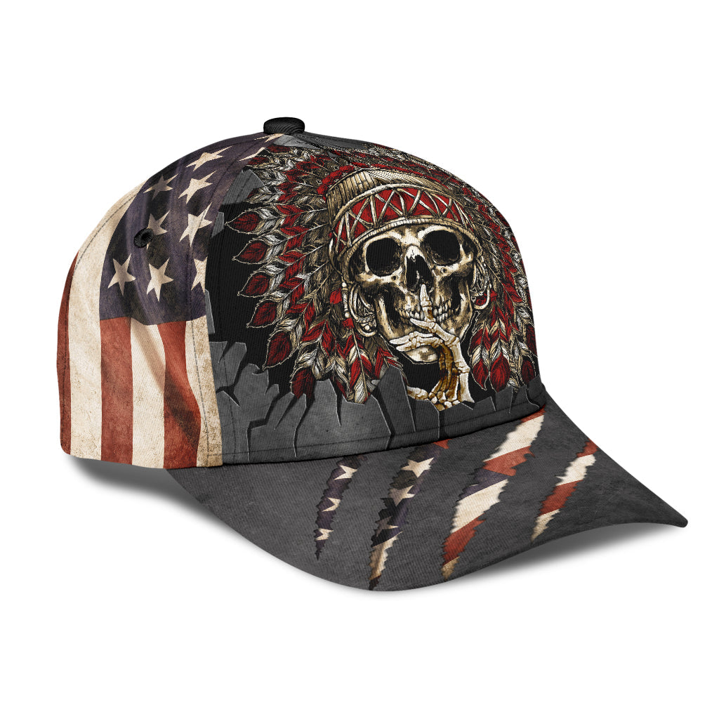 WelcomeNative Native American Skull Cap, 3D Cap , All Over Print Cap