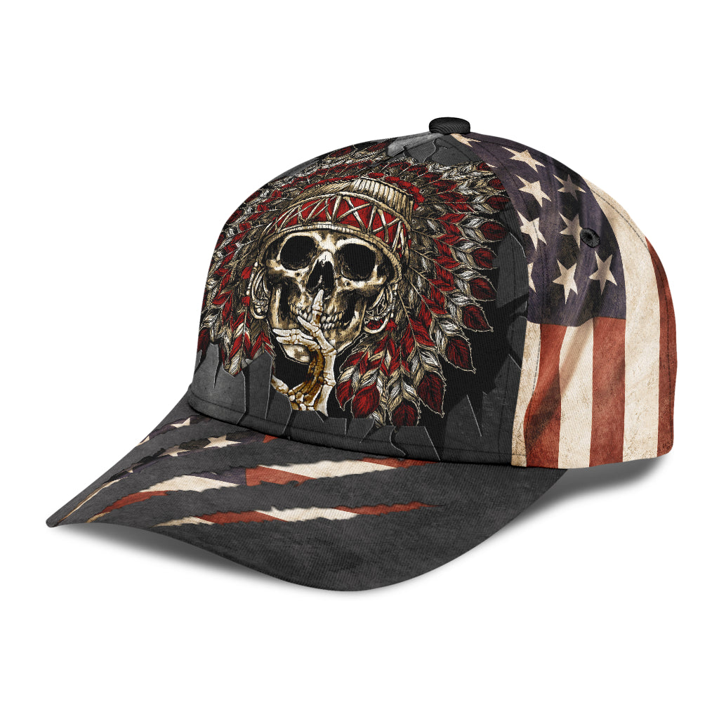 WelcomeNative Native American Skull Cap, 3D Cap , All Over Print Cap