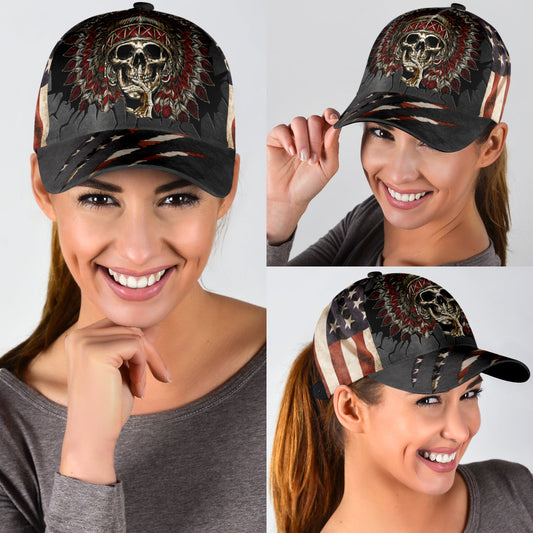 WelcomeNative Native American Skull Cap, 3D Cap , All Over Print Cap