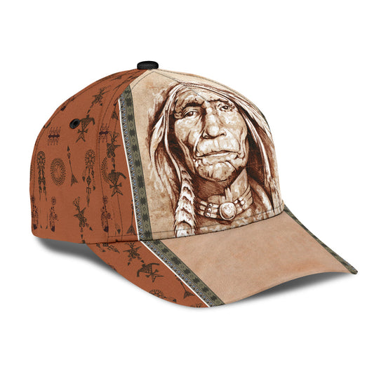 WelcomeNative Brown Native American Cap, 3D Cap , All Over Print Cap