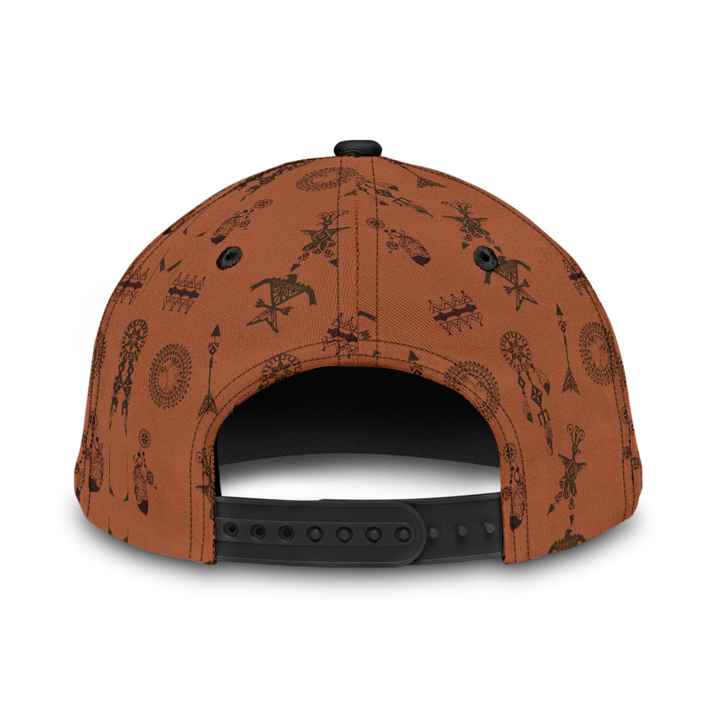 WelcomeNative Brown Native American Cap, 3D Cap , All Over Print Cap