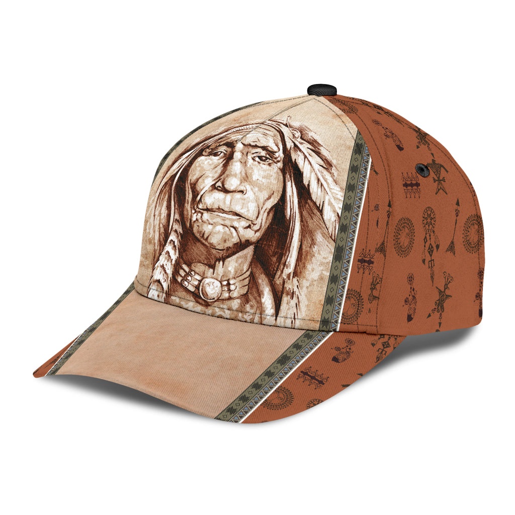 WelcomeNative Brown Native American Cap, 3D Cap , All Over Print Cap