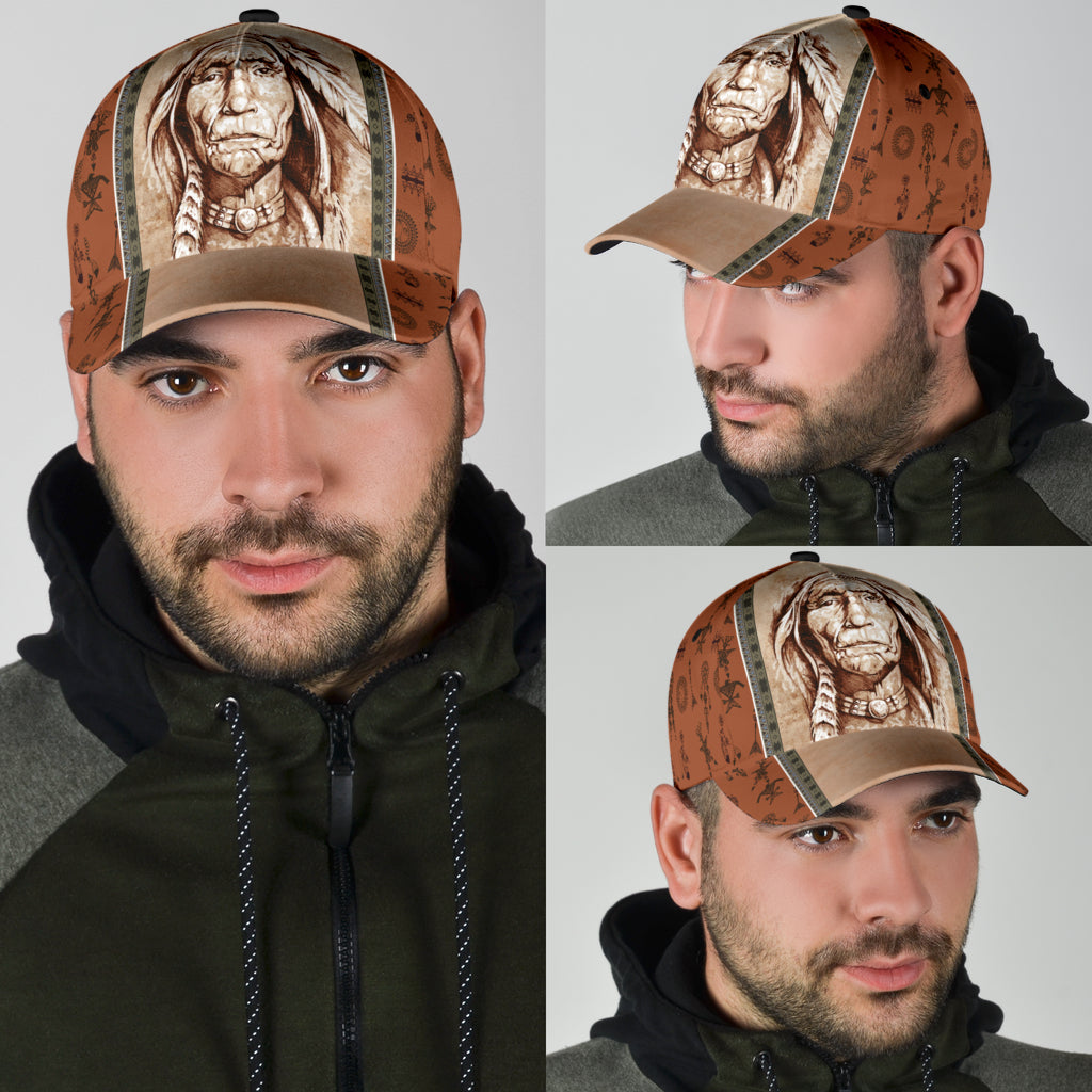 WelcomeNative Brown Native American Cap, 3D Cap , All Over Print Cap