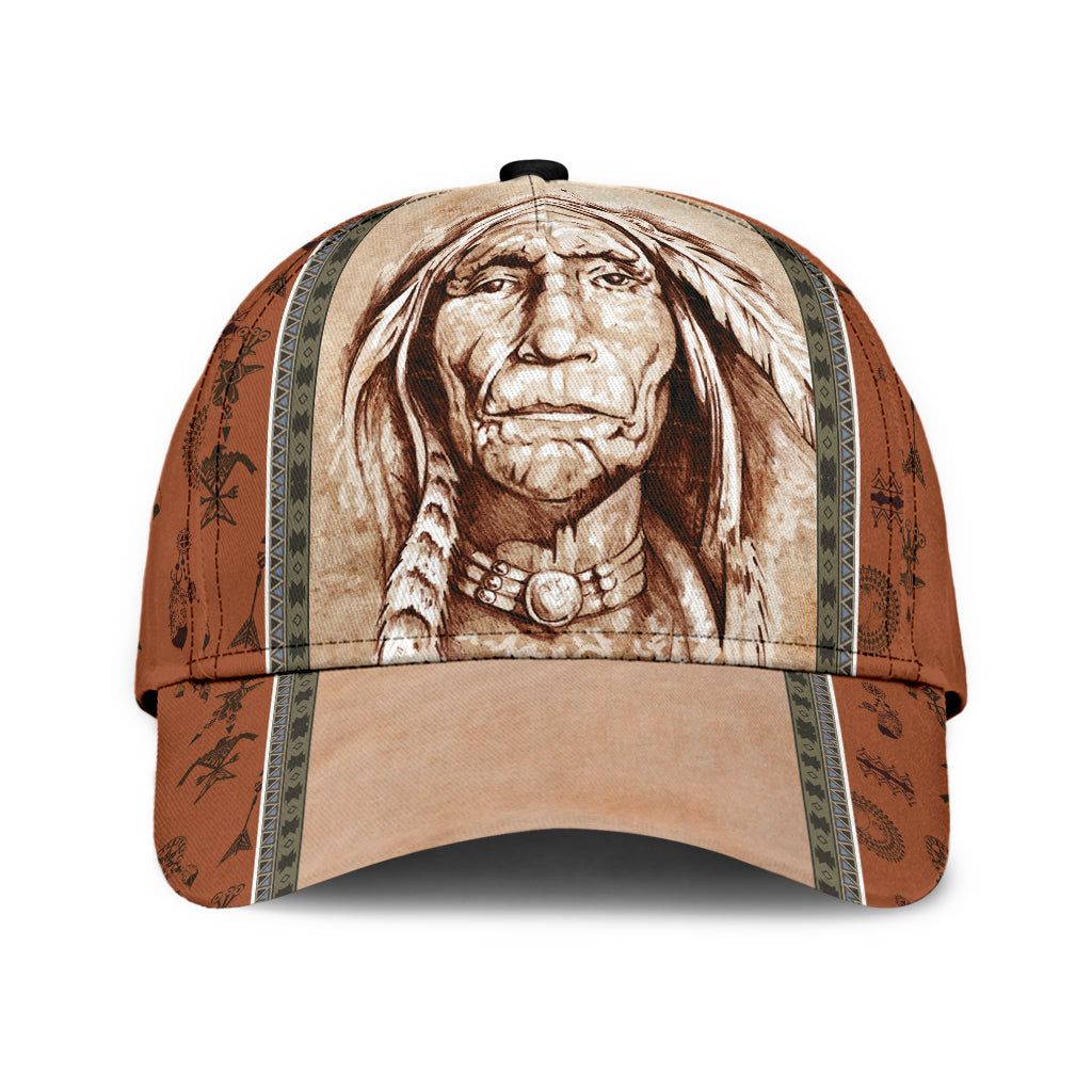 WelcomeNative Brown Native American Cap, 3D Cap , All Over Print Cap