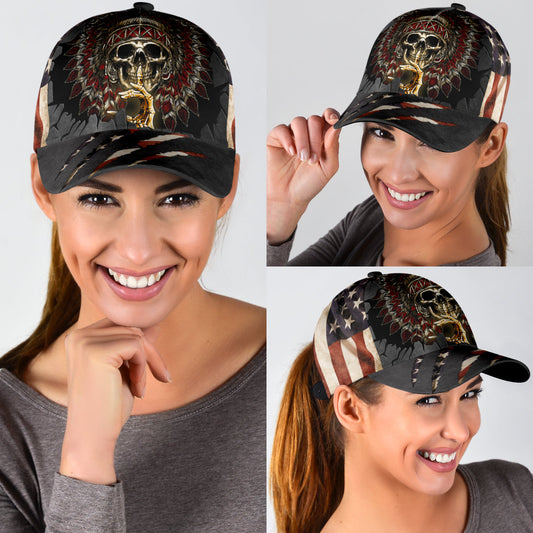 WelcomeNative Native American Skull Cap Cap, 3D Cap , All Over Print Cap