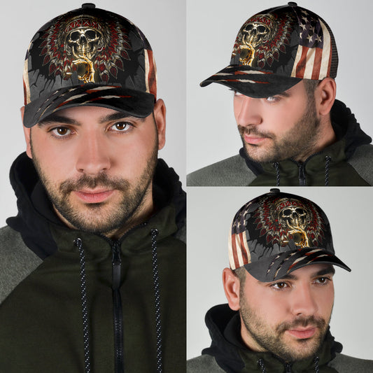 WelcomeNative Native American Skull Cap Cap, 3D Cap , All Over Print Cap