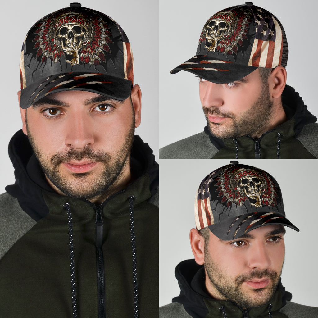 WelcomeNative Native American Skull Cap, 3D Cap , All Over Print Cap