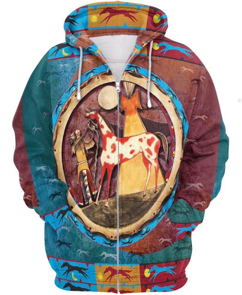 WelcomeNative Horse Native 3D Hoodie, All Over Print Hoodie, Native American