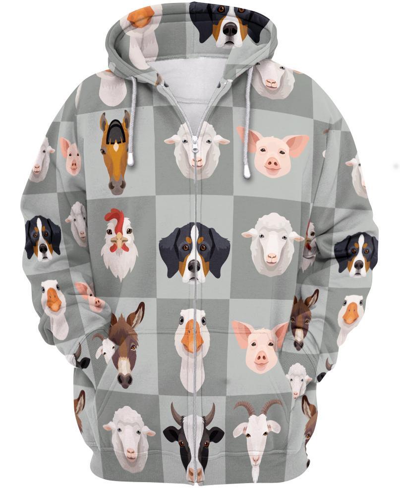 WelcomeNative Love Animals Farmer 3D Hoodie, All Over Print Hoodie, Native American