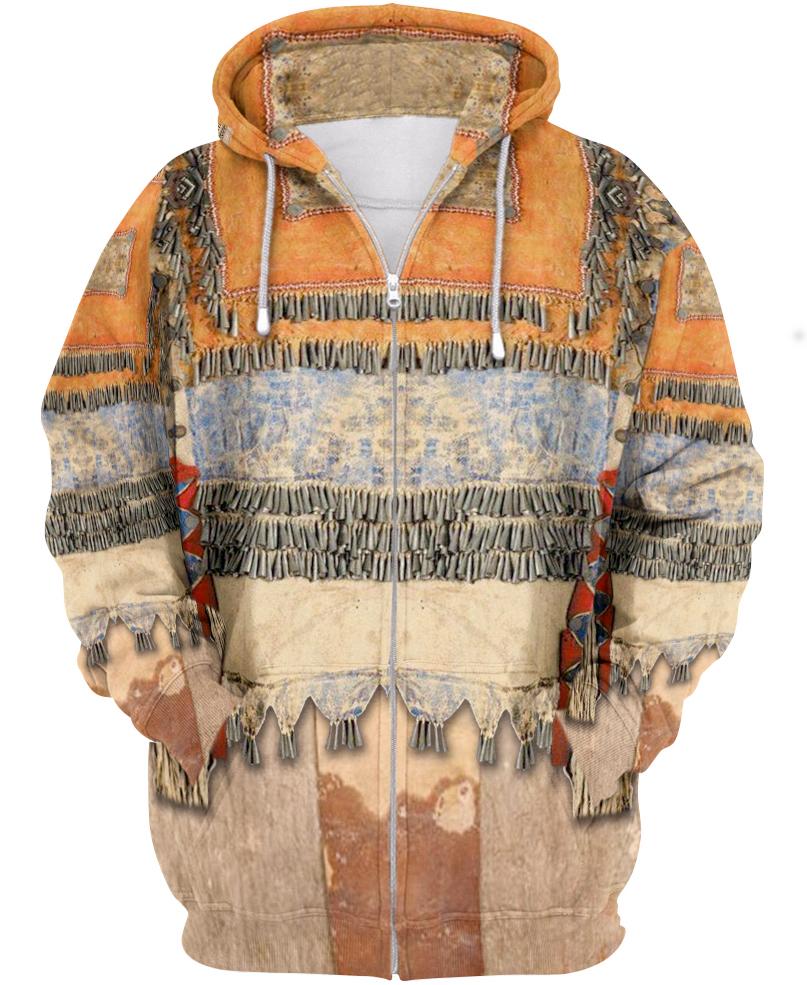 WelcomeNative Native Pattern Orange 3D Hoodie, All Over Print Hoodie, Native American